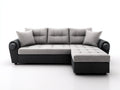 Canapé d'angle - Tissu-Similicuir-Bois - 262 x 170 x 90 cm - Gris clair-Noir-Brun foncé - Style contemporain capitonné