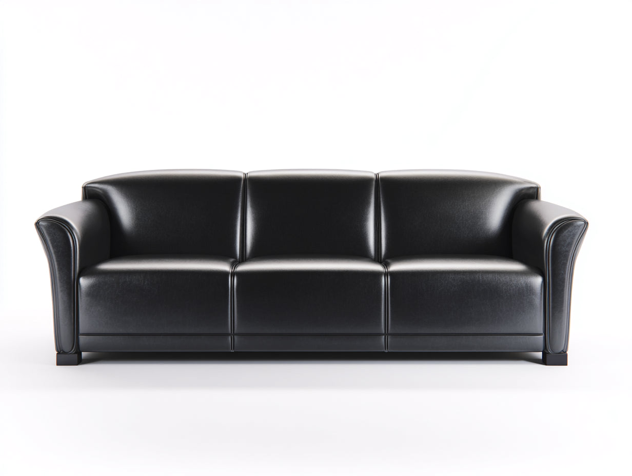 Canapé 3 places - Similicuir - 210 x 87 x 82 cm - Noir - Style contemporain