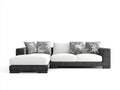 Canapé d'angle - Tissu-Bois - 265 x 165 x 84 cm - Blanc cassé-Gris anthracite-Brun foncé - Style contemporain contrasté