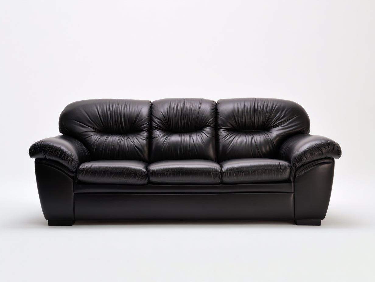 Canapé 3 places - Similicuir - 210 x 90 x 95 cm - Noir - Style classique