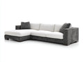 Canapé d'angle - Tissu-Bois - 270 x 165 x 84 cm - Blanc cassé-Gris anthracite-Brun foncé - Style contemporain contrasté