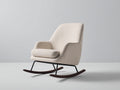Fauteuil à bascule - tissu bouclé - métal - bois - 74 x 91 x 98 cm - blanc cassé-noir-brun foncé - style moderne