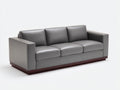Canapé 3 places - Similicuir - Bois - 220 x 94 x 88 cm - Gris - Style moderne
