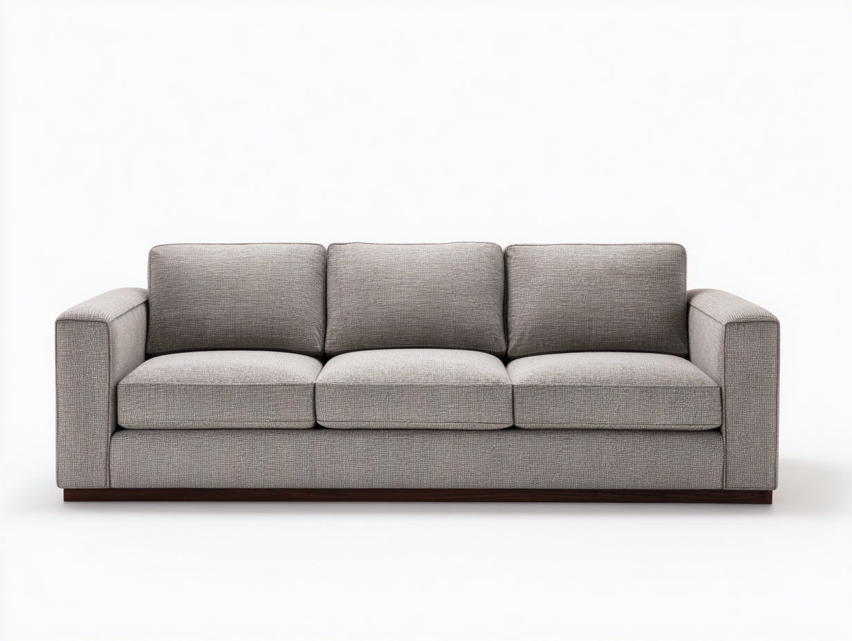 Canapé 3 places - Tissu - Bois - 218 x 91 x 85 cm - Gris clair - Style moderne
