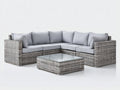 Canapé de jardin - Résine tressée-Tissu-Verre - 238 x 238 x 76 cm - Gris-Gris clair - Style contemporain