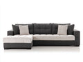 Canapé d'angle - Tissu - 260 x 160 x 85 cm - Gris anthracite-Beige clair - Style moderne capitonné