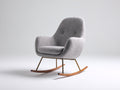 Fauteuil à bascule - tissu feutré - métal - bois - 77 x 89 x 97 cm - gris moyen-doré-bois clair - style rétro moderne