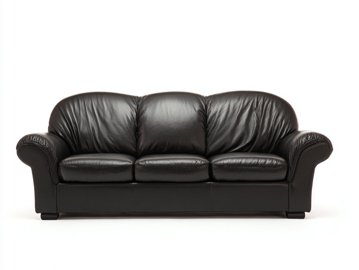 Canapé 3 places - Similicuir - 215 x 92 x 94 cm - Noir - Style classique