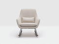 Fauteuil à bascule - tissu bouclé - métal - bois - 78 x 91 x 97 cm - blanc cassé-noir-brun foncé - style contemporain
