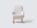 Fauteuil à bascule - tissu bouclé - bois - 71 x 84 x 91 cm - blanc cassé-bois clair - style scandinave