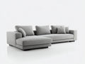 Canapé d'angle - Tissu-Bois - 285 x 175 x 84 cm - Gris clair-Noir - Style contemporain bas et épuré