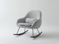 Fauteuil à bascule - tissu bouclé - métal - bois - 79 x 91 x 93 cm - gris clair-noir-bois naturel - style organique contemporain