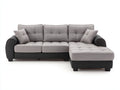 Canapé d'angle - Tissu-Bois - 260 x 170 x 90 cm - Gris clair-Gris anthracite - Style contemporain capitonné