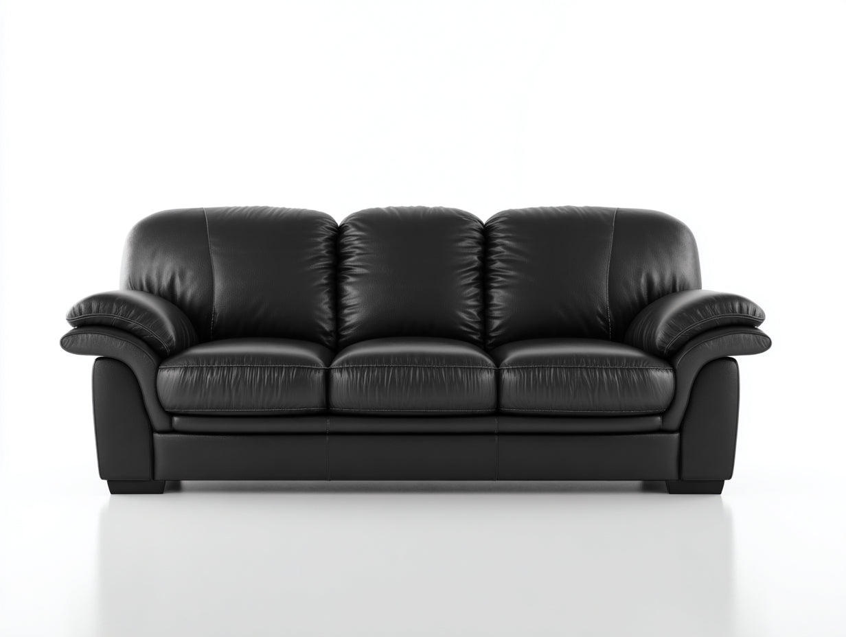 Canapé 3 places - Similicuir - 218 x 94 x 92 cm - Noir - Style contemporain