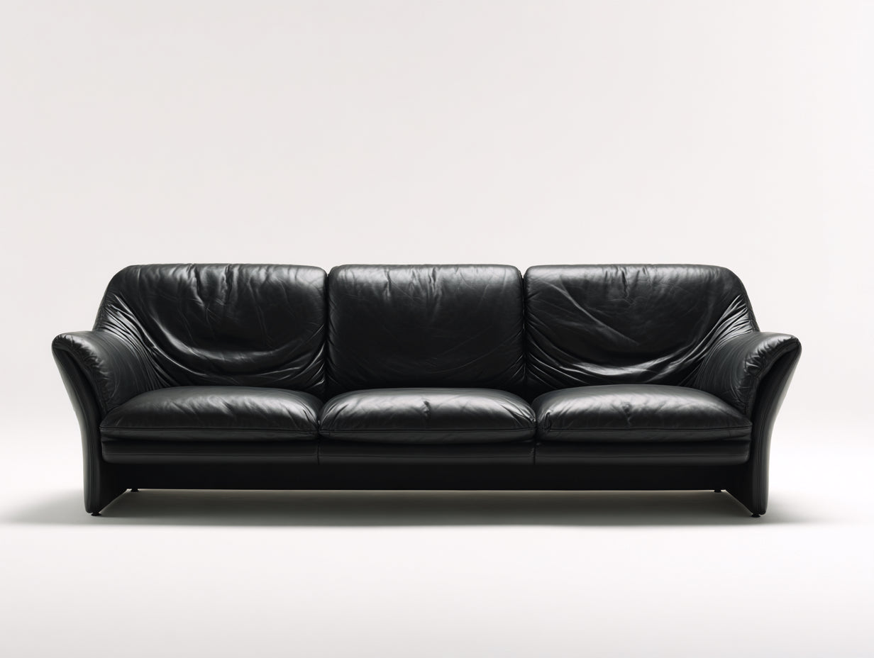 Canapé 3 places - Similicuir - 218 x 91 x 86 cm - Noir - Style rétro