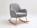 Fauteuil à bascule - tissu texturé - métal - bois - 78 x 91 x 96 cm - gris moyen-doré-bois clair - style contemporain