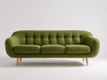 Canapé 3 places - Tissu - Bois - 215 x 88 x 84 cm - Vert olive - Style scandinave
