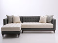 Canapé d'angle - Tissu-Bois - 255 x 165 x 84 cm - Gris foncé-Crème - Style moderne capitonné