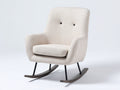 Fauteuil à bascule - tissu texturé - métal - bois - 80 x 93 x 102 cm - beige clair-noir-brun foncé - style rétro contemporain