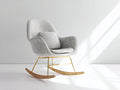 Fauteuil à bascule - tissu feutré - métal - bois - 78 x 92 x 98 cm - gris clair-doré-bois clair - style contemporain