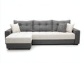Canapé d'angle - Tissu - 270 x 170 x 88 cm - Gris foncé-Blanc cassé - Style moderne capitonné