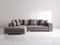 Canapé d'angle - Tissu-Métal - 280 x 175 x 82 cm - Gris taupe-Argenté - Style contemporain bas