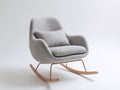 Fauteuil à bascule - tissu texturé - métal - bois - 79 x 92 x 96 cm - gris clair-doré-bois clair - style contemporain