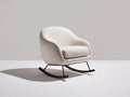 Fauteuil à bascule - tissu bouclé - métal - bois - 77 x 90 x 88 cm - blanc cassé-noir-brun foncé - style moderne organique