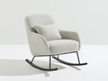 Fauteuil à bascule - tissu bouclé - métal - bois - 76 x 90 x 94 cm - gris clair-noir - style contemporain