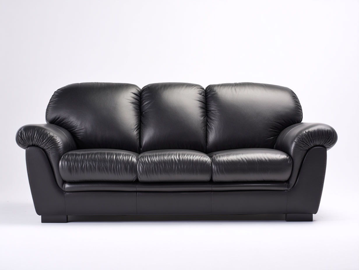 Canapé 3 places - Similicuir - 212 x 91 x 93 cm - Noir - Style contemporain
